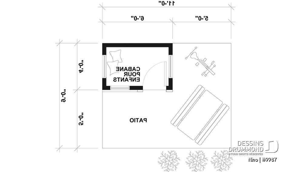 Rez-de-chaussée - Plan gratuit de mini-maison pour enfant, de plain-pied et plein de charme - Nino