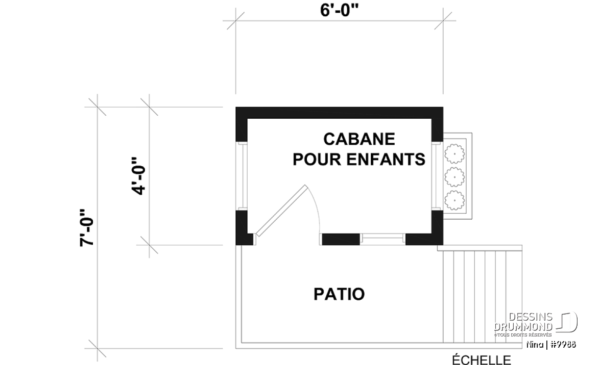 Rez-de-chaussée - Plan gratuit de cabane pour enfant (maisonnette), avec carré de sable.  - Nina