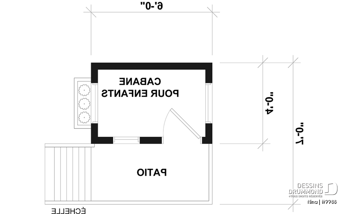 Rez-de-chaussée - Plan gratuit de cabane pour enfant (maisonnette), avec carré de sable.  - Nina