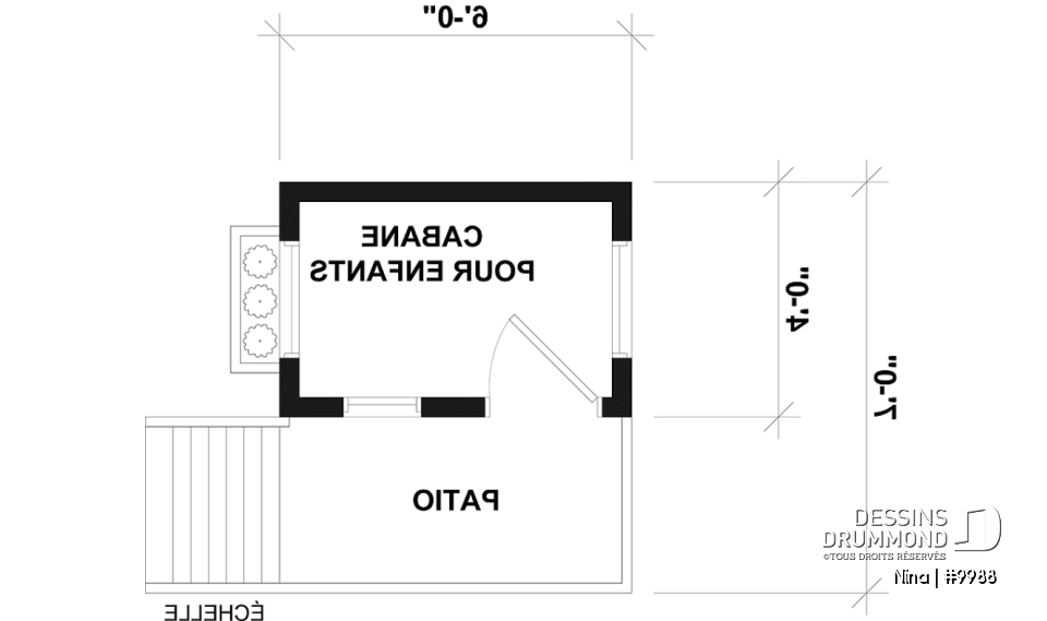 Rez-de-chaussée - Plan gratuit de cabane pour enfant (maisonnette), avec carré de sable.  - Nina