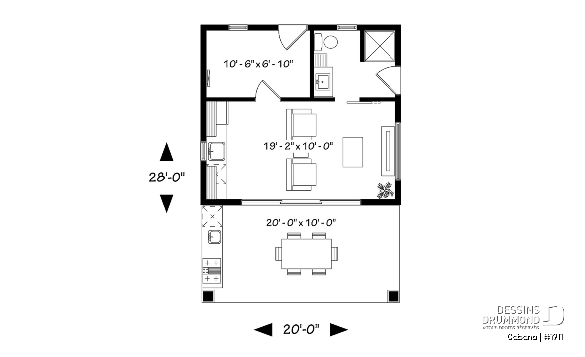 Rez-de-chaussée - Pavillon extérieur, terrasse couverte avec cuisine extérieure, séjour, salle de bain, rangement - Cabana