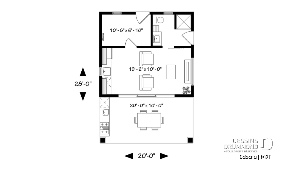 Rez-de-chaussée - Pavillon extérieur, terrasse couverte avec cuisine extérieure, séjour, salle de bain, rangement - Cabana
