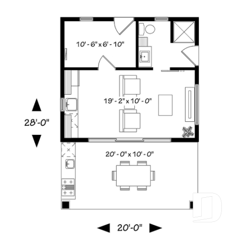 Rez-de-chaussée - Pavillon extérieur, terrasse couverte avec cuisine extérieure, séjour, salle de bain, rangement - Cabana
