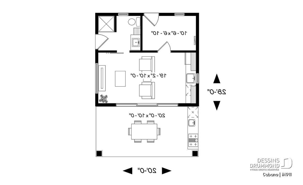 Rez-de-chaussée - Pavillon extérieur, terrasse couverte avec cuisine extérieure, séjour, salle de bain, rangement - Cabana