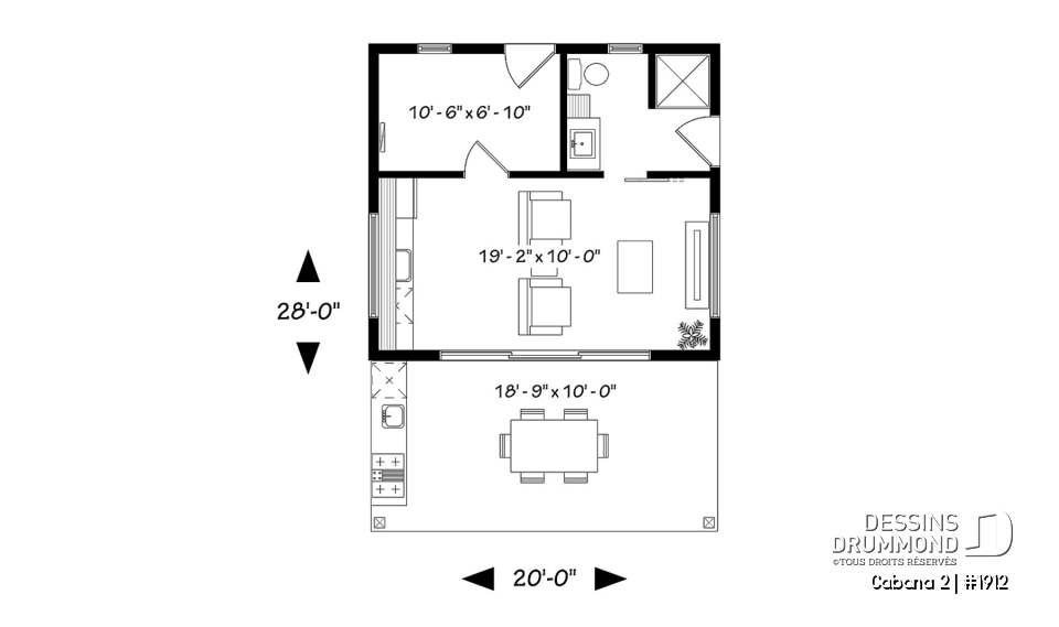 Rez-de-chaussée - Pavillon extérieur, terrasse couverte avec cuisine extérieure, séjour, salle de bain, rangement - Cabana 2