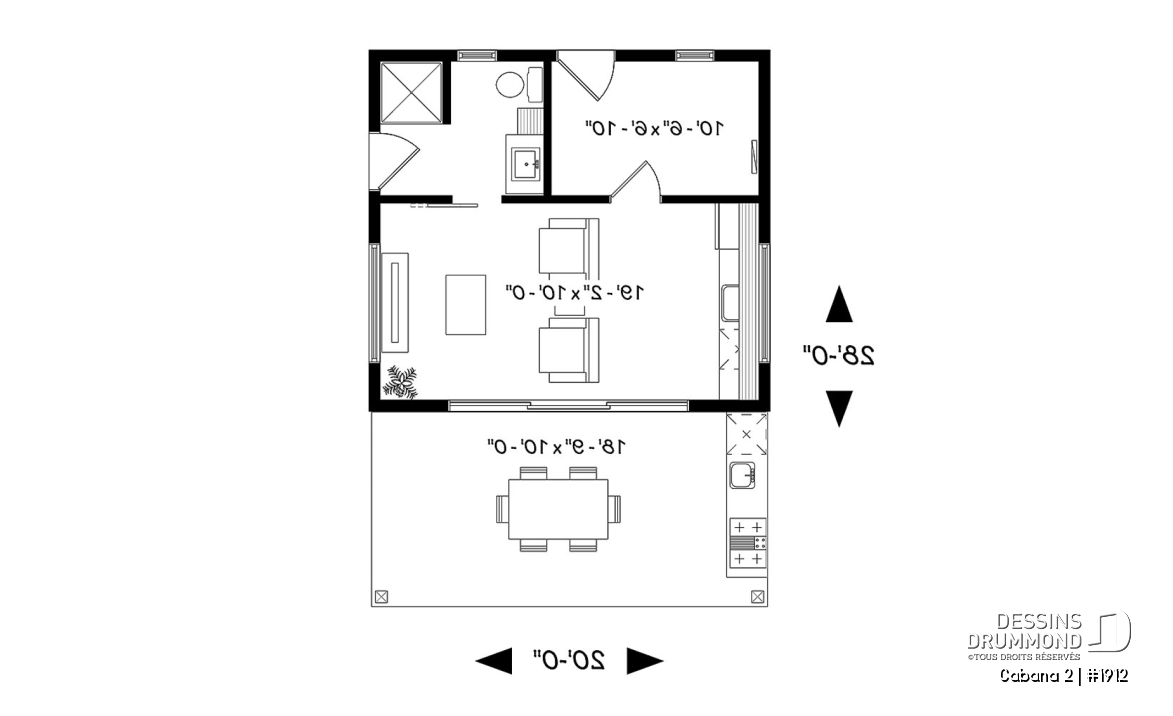 Rez-de-chaussée - Pavillon extérieur, terrasse couverte avec cuisine extérieure, séjour, salle de bain, rangement - Cabana 2