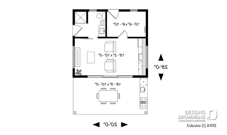 Rez-de-chaussée - Pavillon extérieur, terrasse couverte avec cuisine extérieure, séjour, salle de bain, rangement - Cabana 2
