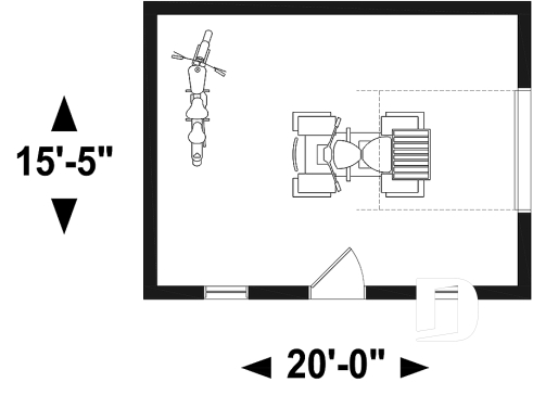 Rez-de-chaussée - Plan de remise avec porte de garage pour rangement de véhicules hors route - Poplar