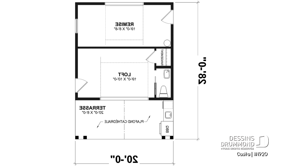 Rez-de-chaussée - Plan de pavillon de jardin avec rangement, espace versatile intérieure avec cathédral - Casita