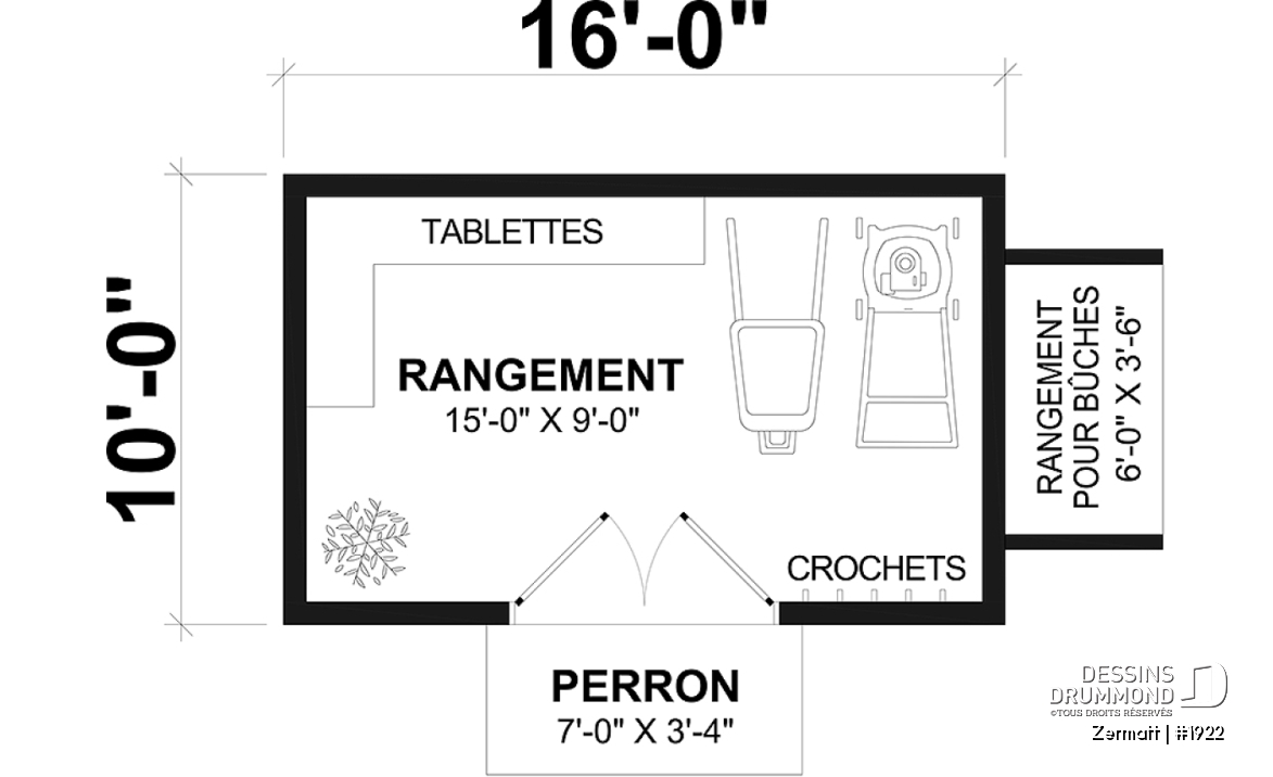 Rez-de-chaussée - Plan de remise ou cabanon, coin tablettes pour rangement, ainsi qu'un secteur propice au storage de buches - Zermatt