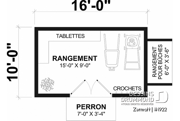 Rez-de-chaussée - Plan de remise ou cabanon, coin tablettes pour rangement, ainsi qu'un secteur propice au storage de buches - Zermatt