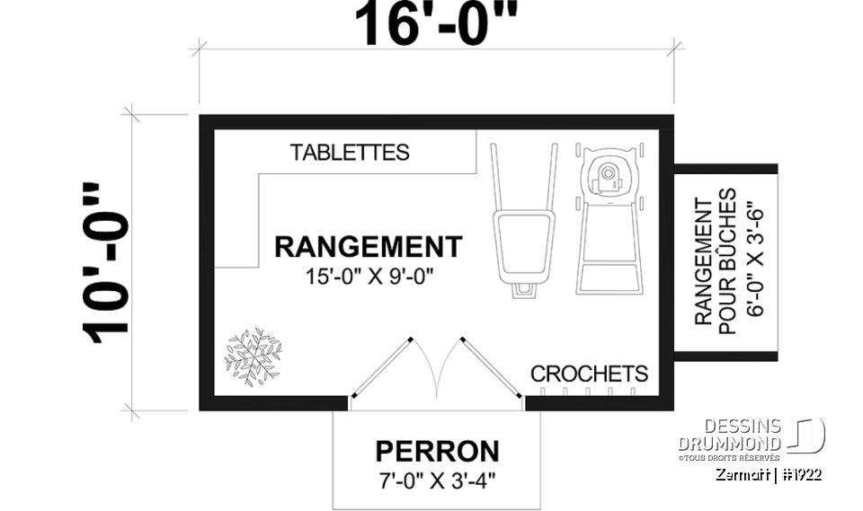 Rez-de-chaussée - Plan de remise ou cabanon, coin tablettes pour rangement, ainsi qu'un secteur propice au storage de buches - Zermatt