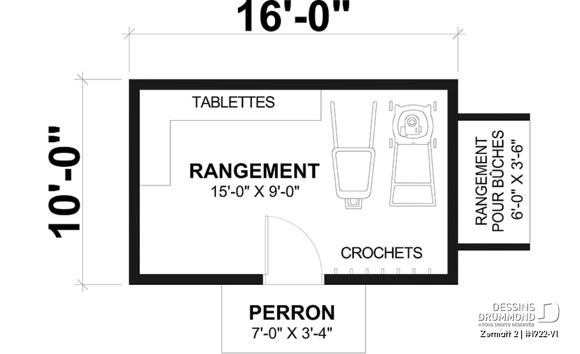 Rez-de-chaussée - Plan de remise ou cabanon, coin tablettes pour rangement, ainsi qu'un secteur propice au storage de buches - Zermatt 2