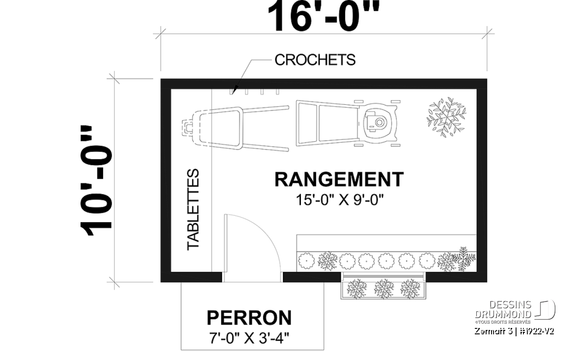Rez-de-chaussée - Plan de remise ou cabanon, coin tablettes pour rangement, ainsi qu'un secteur propice au storage de buches - Zermatt 3