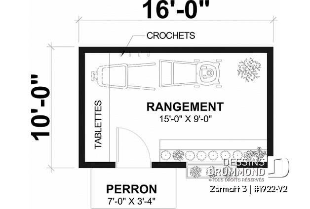 Rez-de-chaussée - Plan de remise ou cabanon, coin tablettes pour rangement, ainsi qu'un secteur propice au storage de buches - Zermatt 3