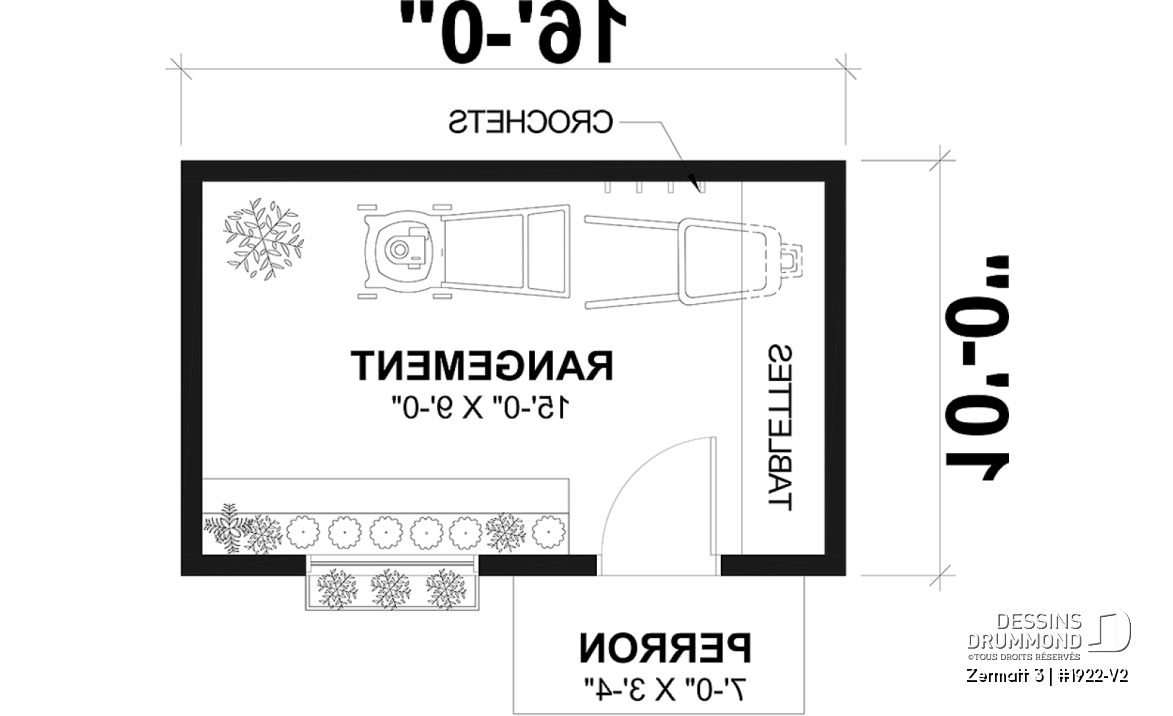 Rez-de-chaussée - Plan de remise ou cabanon, coin tablettes pour rangement, ainsi qu'un secteur propice au storage de buches - Zermatt 3