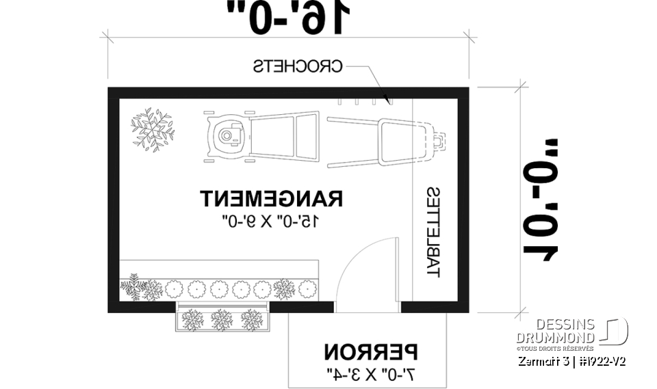 Rez-de-chaussée - Plan de remise ou cabanon, coin tablettes pour rangement, ainsi qu'un secteur propice au storage de buches - Zermatt 3