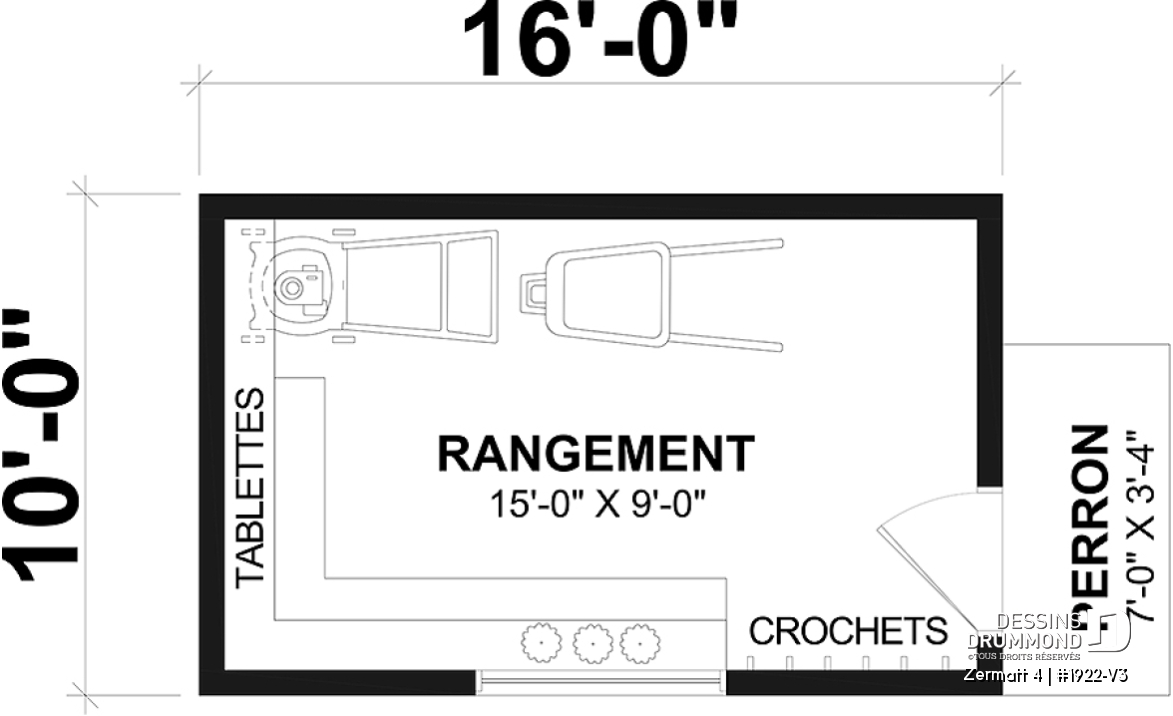 Rez-de-chaussée - Plan de remise ou cabanon, coin tablettes pour rangement, ainsi qu'un secteur propice au storage de buches - Zermatt 4