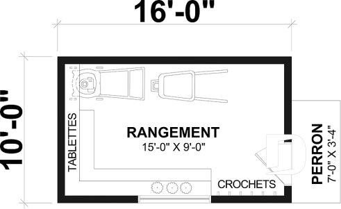 Rez-de-chaussée - Plan de remise ou cabanon, coin tablettes pour rangement, ainsi qu'un secteur propice au storage de buches - Zermatt 4