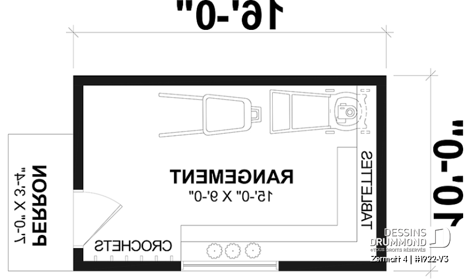 Rez-de-chaussée - Plan de remise ou cabanon, coin tablettes pour rangement, ainsi qu'un secteur propice au storage de buches - Zermatt 4