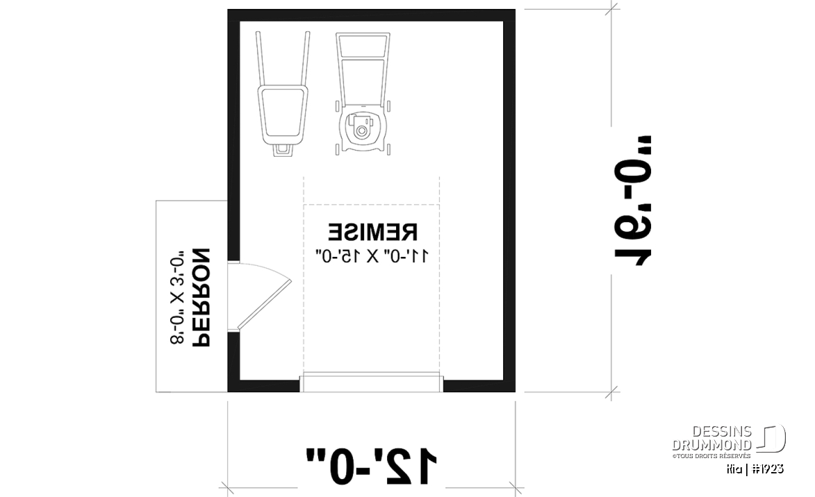 Rez-de-chaussée - Plan de remise proposant une mini porte de garage afin de faciliter le rangement - Kia