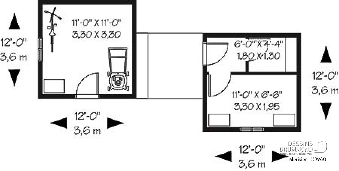 Rez-de-chaussée - Plan de remise double pour maximiser le rangement - Merisier