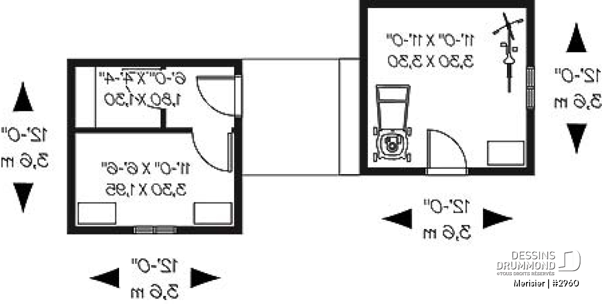 Rez-de-chaussée - Plan de remise double pour maximiser le rangement - Merisier