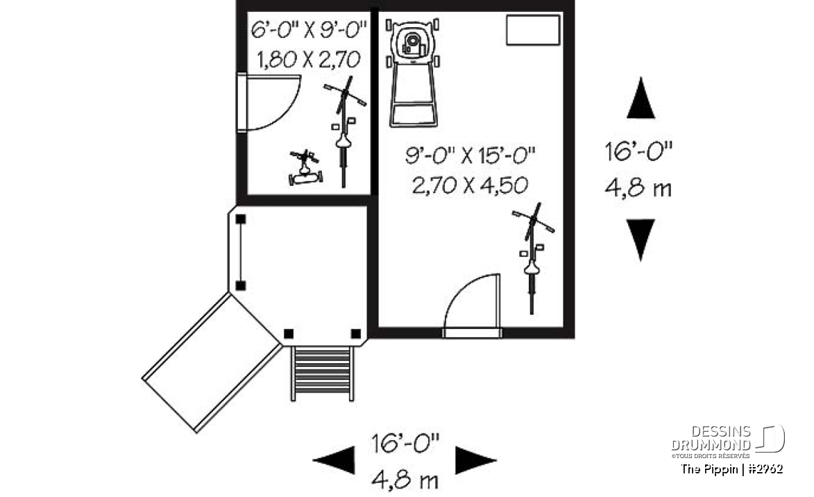 Rez-de-chaussée - Plan de cabane pour enfant avec rangement et espace jeux - The Pippin