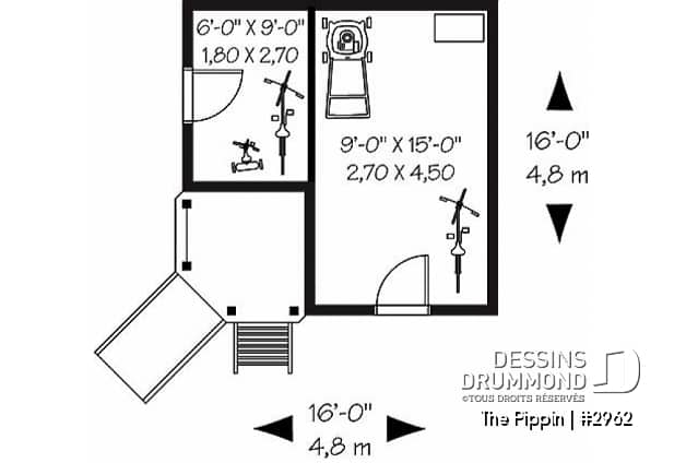 Rez-de-chaussée - Plan de cabane pour enfant avec rangement et espace jeux - The Pippin