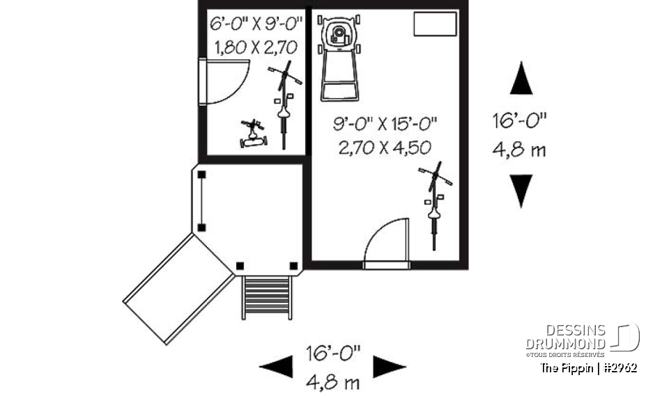 Rez-de-chaussée - Plan de cabane pour enfant avec rangement et espace jeux - The Pippin