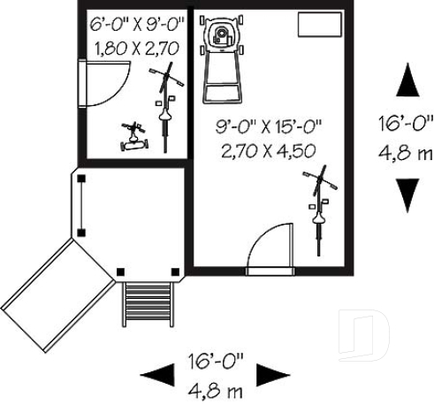 Rez-de-chaussée - Plan de cabane pour enfant avec rangement et espace jeux - The Pippin