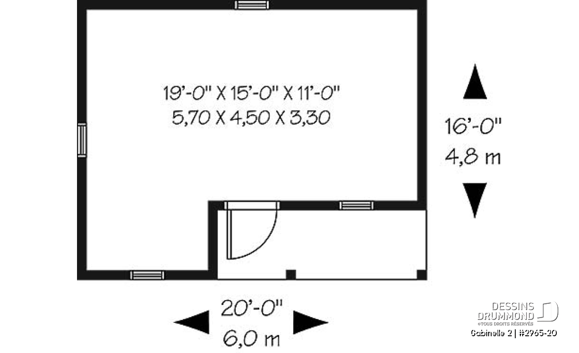 Rez-de-chaussée - Plan de remise avec galerie couverte et fenêtre très économique - Gabinelle 2