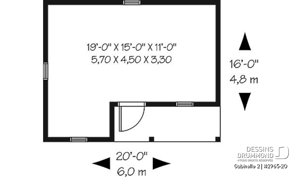 Rez-de-chaussée - Plan de remise avec galerie couverte et fenêtre très économique - Gabinelle 2