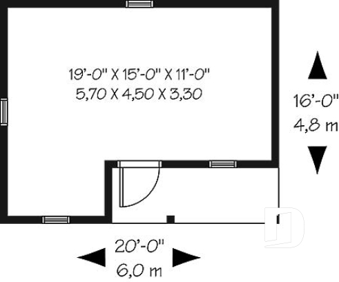 Rez-de-chaussée - Plan de remise avec galerie couverte et fenêtre très économique - Gabinelle 2