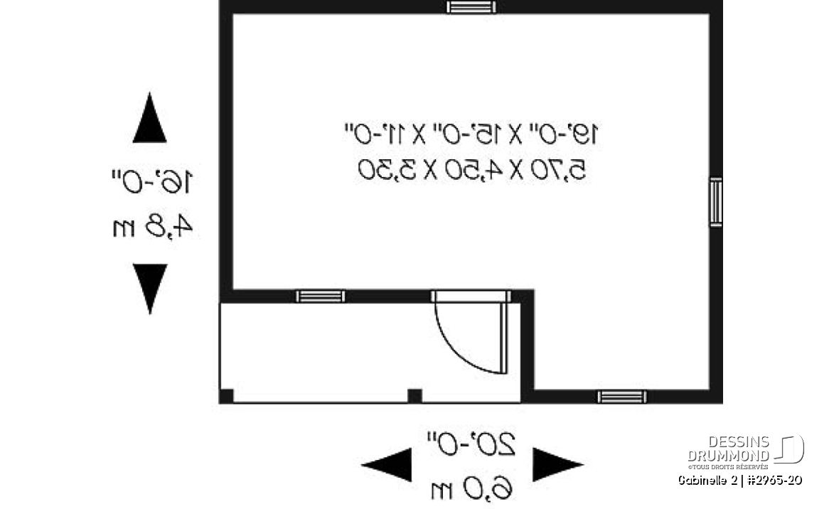 Rez-de-chaussée - Plan de remise avec galerie couverte et fenêtre très économique - Gabinelle 2