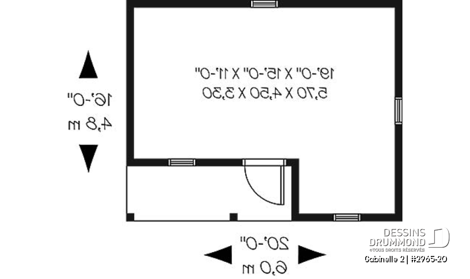 Rez-de-chaussée - Plan de remise avec galerie couverte et fenêtre très économique - Gabinelle 2