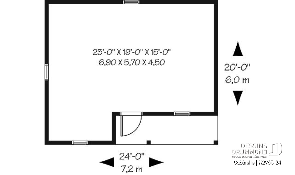 Rez-de-chaussée - Plan de construction pour grande remise de 423 pi2 avec galerie couverte - Gabinelle