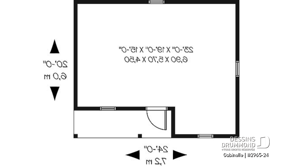 Rez-de-chaussée - Plan de construction pour grande remise de 423 pi2 avec galerie couverte - Gabinelle