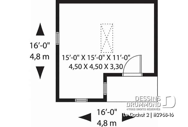 Rez-de-chaussée - Plan de canabon abordable avec rangement à l'étage, style champêtre - Cachot 2