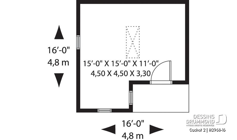 Rez-de-chaussée - Plan de canabon abordable avec rangement à l'étage, style champêtre - Cachot 2