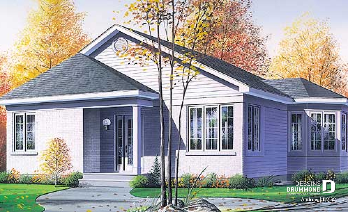 Vue avant - MODÈLE DE BASE - Petite maison champêtre 2 chambres, cuisine et salle à manger tout en lumière naturelle - Andrew