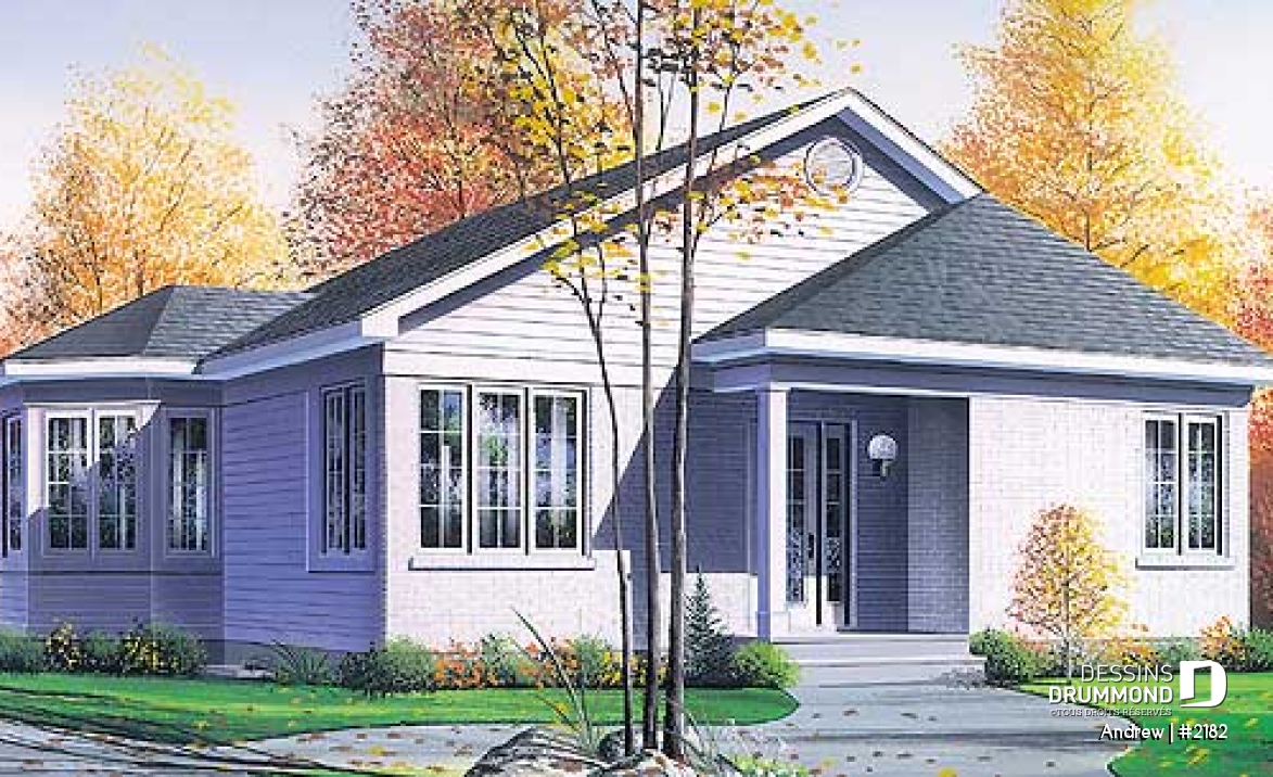 Vue avant - MODÈLE DE BASE - Petite maison champêtre 2 chambres, cuisine et salle à manger tout en lumière naturelle - Andrew