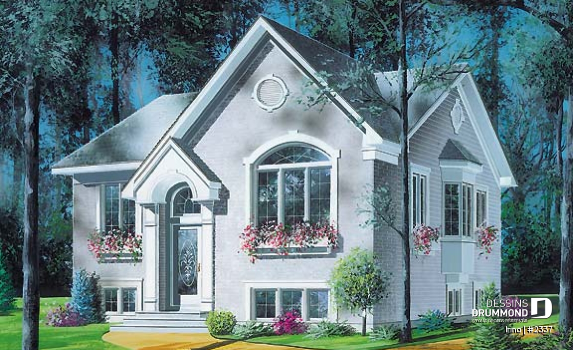 Vue avant - MODÈLE DE BASE - Bungalow abordable, rangement intégré, plafond cathédrale au vestibule, 2 chambres - Irina