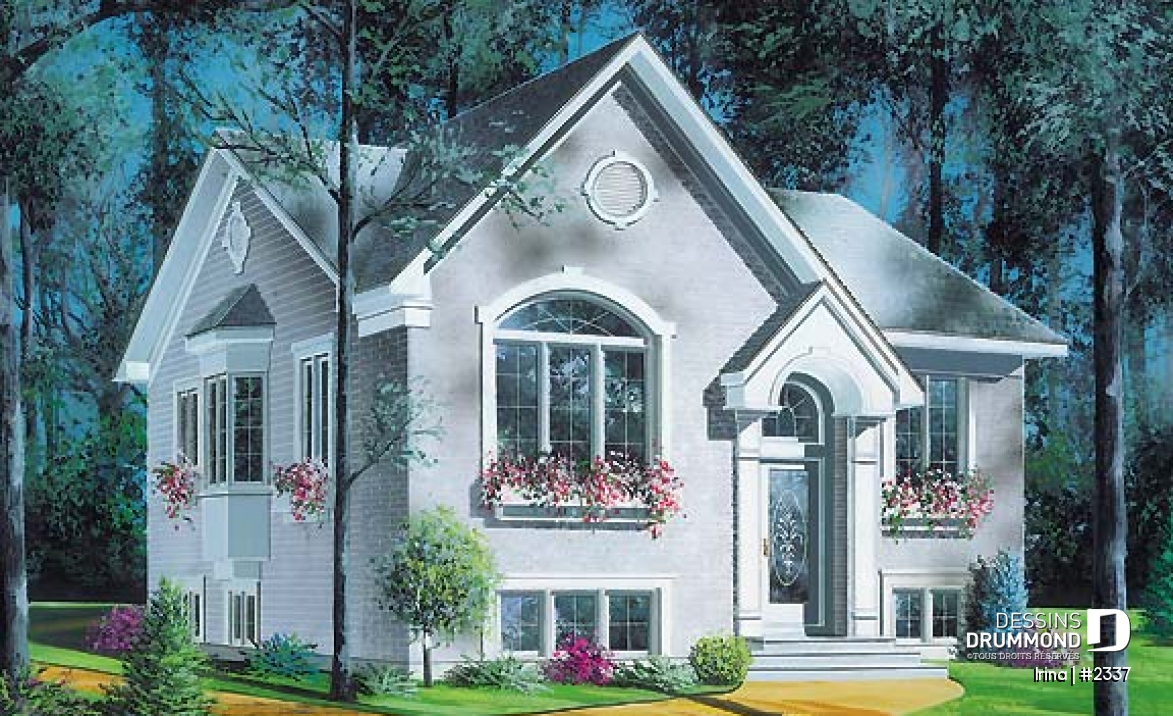 Vue avant - MODÈLE DE BASE - Bungalow abordable, rangement intégré, plafond cathédrale au vestibule, 2 chambres - Irina