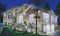 Vue avant - MODÈLE DE BASE - Plan de maison pour terrain dénivelé, garage double, 2 à 4 chambres, foyer, vestibule, 2 salons - La Romance