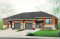 Vue avant - MODÈLE DE BASE - Plan de jumelé contemporain avec garage, 1 à 3 chambres par unité, grande douche, îlot dans la cuisine - Lombartel 