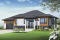 Vue avant - MODÈLE DE BASE - Plan de maison contemporaine split level, 2 chambres, garage, laveuse/sécheuse au rez-de-chaussée - Lotus 3